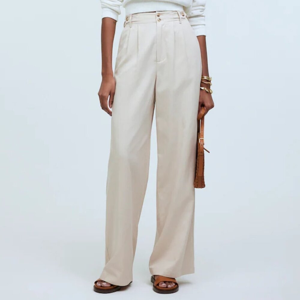 Elegant Cream Wide-Leg Pants